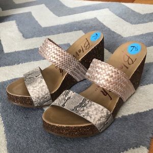 Platform sandals - rose gold / snakeskin print